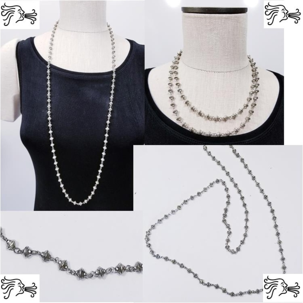 36 Inch Silver Tibetan Bead Chain Necklace